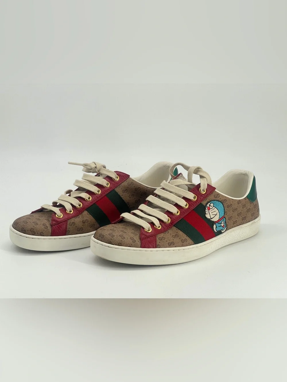 GUCCI X DORAEMON GG Monogram Canvas Sneakers Size 6 US